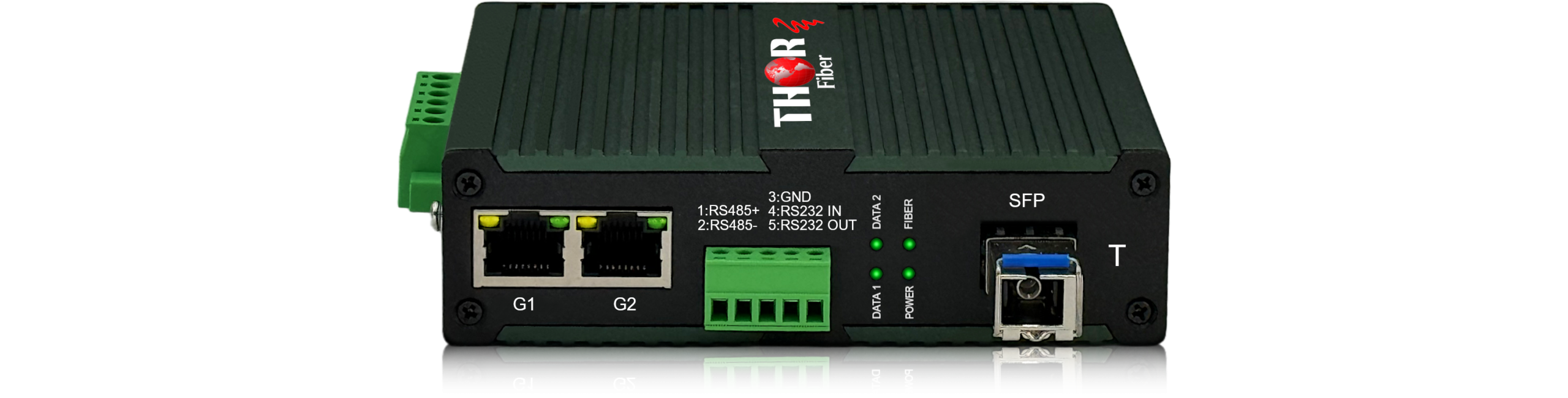 Thor 2 x Gigabit Ethernet + RS-232/RS-485 over Single Fiber - Full Duplex Fiber Converter - Image 2